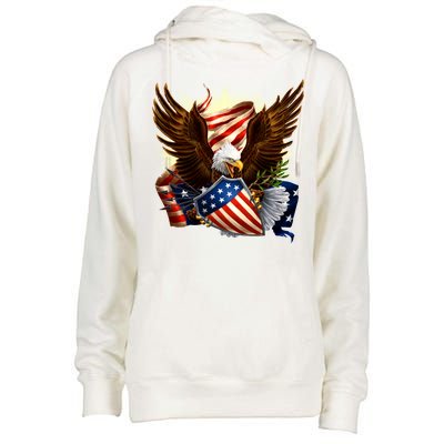 Patriot Eagle American Shield Womens Funnel Neck Pullover Hood