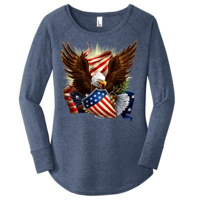 Patriot Eagle American Shield Women's Perfect Tri Tunic Long Sleeve Shirt