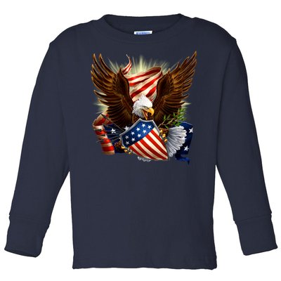 Patriot Eagle American Shield Toddler Long Sleeve Shirt