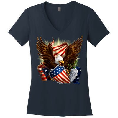 Patriot Eagle American Shield Women's V-Neck T-Shirt