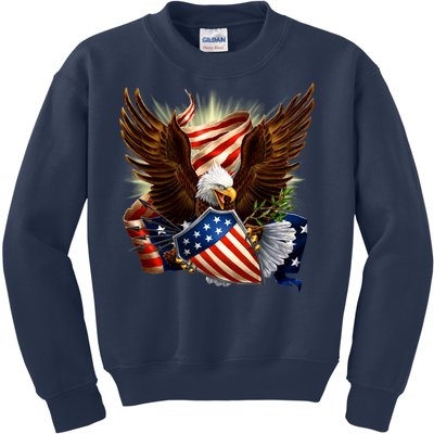 Patriot Eagle American Shield Kids Sweatshirt