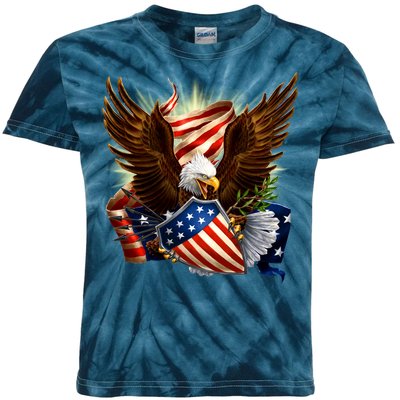 Patriot Eagle American Shield Kids Tie-Dye T-Shirt