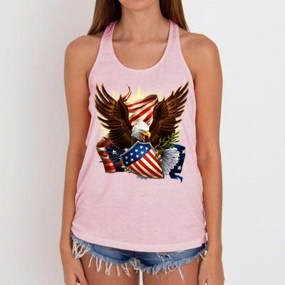 Patriot Eagle American Shield Women's Knotted Racerback Tank