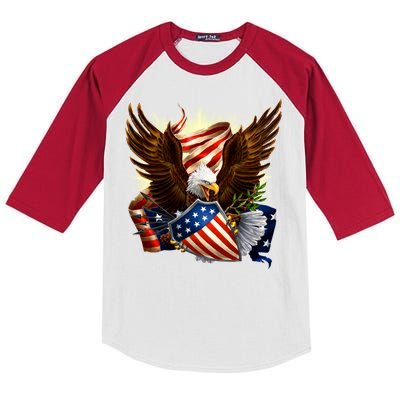 Patriot Eagle American Shield Kids Colorblock Raglan Jersey