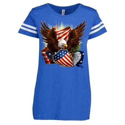 Patriot Eagle American Shield Enza Ladies Jersey Football T-Shirt