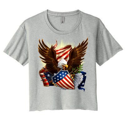 Patriot Eagle American Shield Women's Crop Top Tee