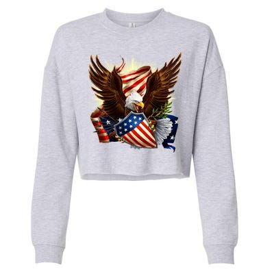 Patriot Eagle American Shield Cropped Pullover Crew