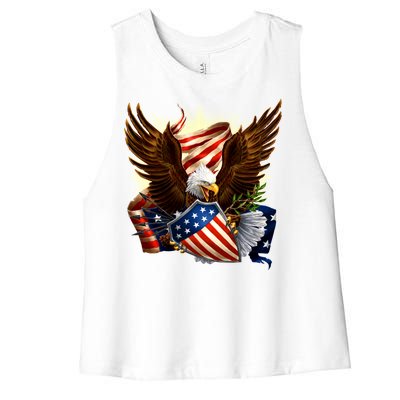 Patriot Eagle American Shield Women's Racerback Cropped Tank