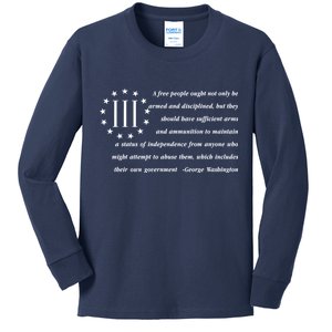 Patriot George Washington American Flag Quote Kids Long Sleeve Shirt