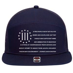 Patriot George Washington Flag Quote 7 Panel Mesh Trucker Snapback Hat