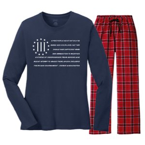 Patriot George Washington Flag Quote Women's Long Sleeve Flannel Pajama Set 