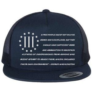 Patriot George Washington Flag Quote Flat Bill Trucker Hat