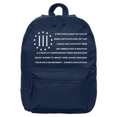Patriot George Washington Flag Quote 16 in Basic Backpack