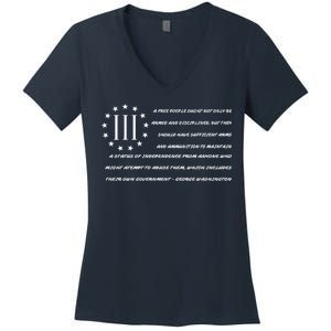 Patriot George Washington Flag Quote Women's V-Neck T-Shirt