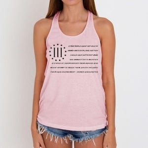 Patriot George Washington Flag Quote Women's Knotted Racerback Tank