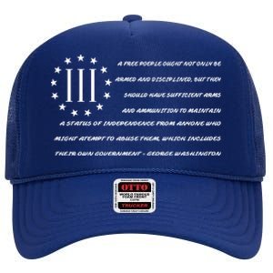 Patriot George Washington Flag Quote High Crown Mesh Back Trucker Hat