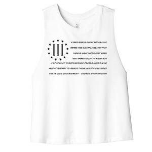 Patriot George Washington Flag Quote Women's Racerback Cropped Tank