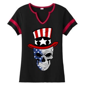 Patriot Skull Ladies Halftime Notch Neck Tee