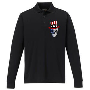 Patriot Skull Performance Long Sleeve Polo