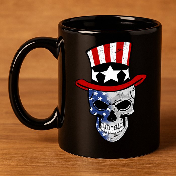 Patriot Skull 11oz C Handle Ceramic Mug