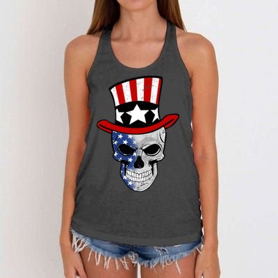 Patriot Skull Women's Knotted Racerback Tank