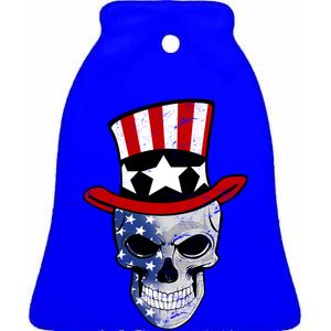 Patriot Skull Ceramic Bell Ornament