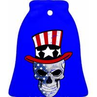 Patriot Skull Ceramic Bell Ornament