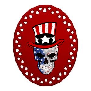 Patriot Skull Ceramic Oval Ornament