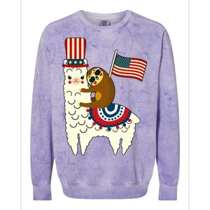 Patriot Sloth Llama Colorblast Crewneck Sweatshirt