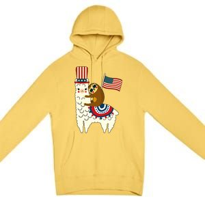 Patriot Sloth Llama Premium Pullover Hoodie