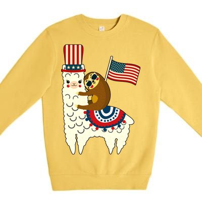 Patriot Sloth Llama Premium Crewneck Sweatshirt