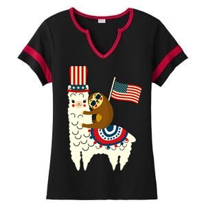 Patriot Sloth Llama Ladies Halftime Notch Neck Tee