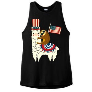 Patriot Sloth Llama Ladies PosiCharge Tri-Blend Wicking Tank