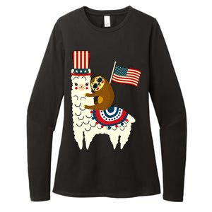 Patriot Sloth Llama Womens CVC Long Sleeve Shirt