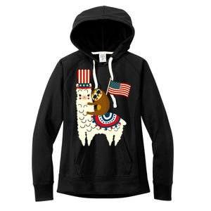 Patriot Sloth Llama Women's Fleece Hoodie