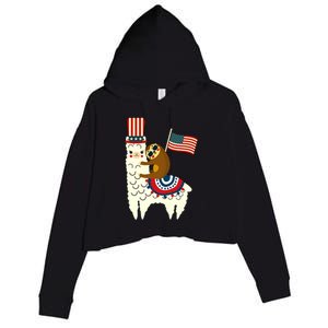 Patriot Sloth Llama Crop Fleece Hoodie