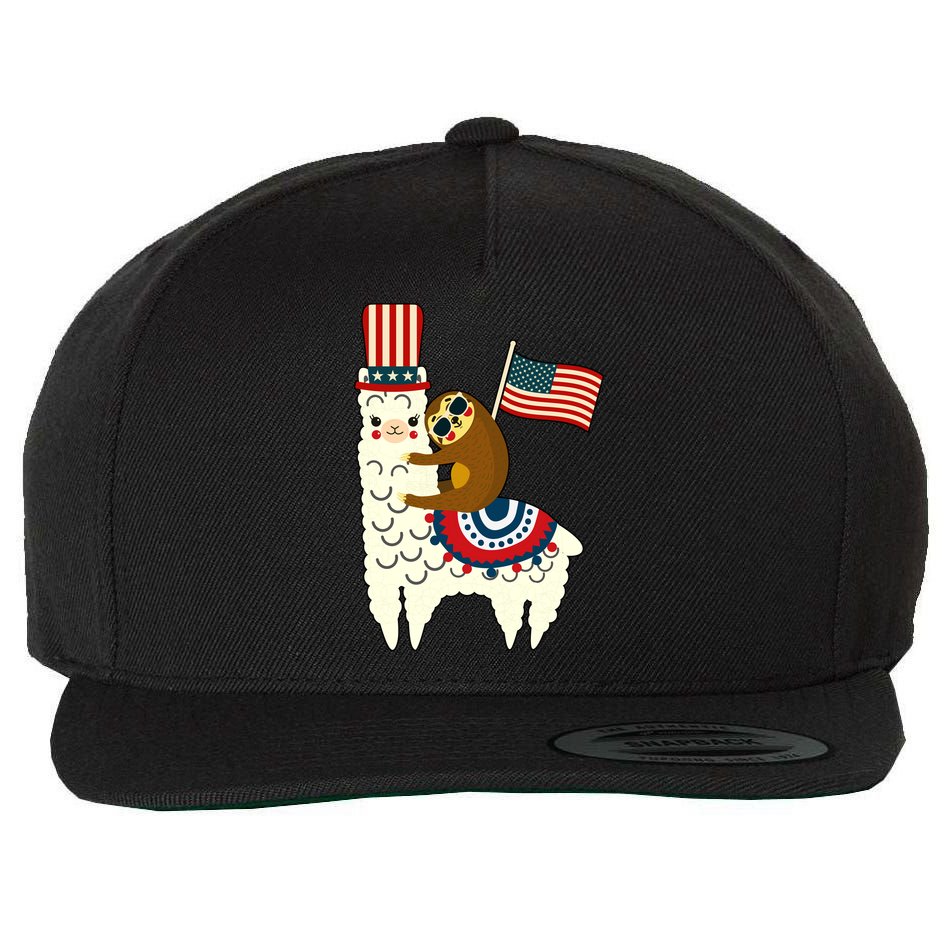 Patriot Sloth Llama Wool Snapback Cap