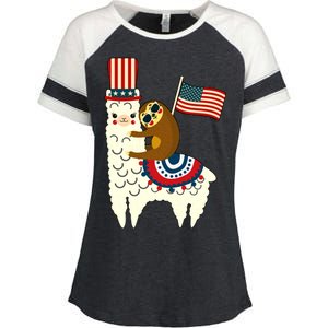 Patriot Sloth Llama Enza Ladies Jersey Colorblock Tee