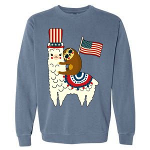 Patriot Sloth Llama Garment-Dyed Sweatshirt