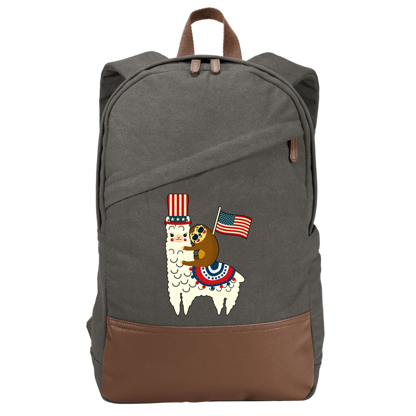 Patriot Sloth Llama Cotton Canvas Backpack
