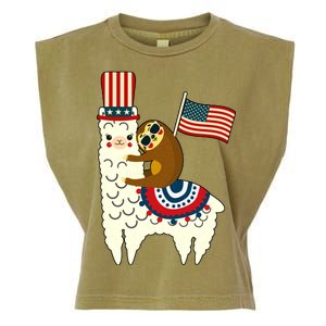 Patriot Sloth Llama Garment-Dyed Women's Muscle Tee