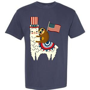 Patriot Sloth Llama Garment-Dyed Heavyweight T-Shirt