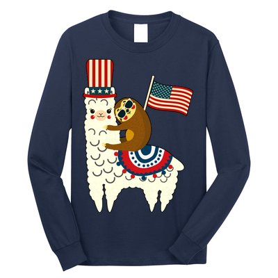 Patriot Sloth Llama Long Sleeve Shirt