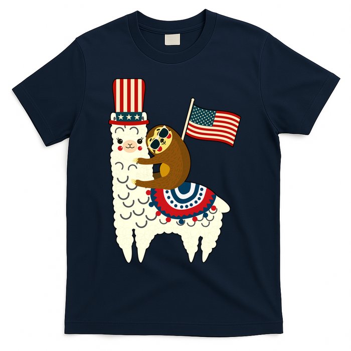 Patriot Sloth Llama T-Shirt