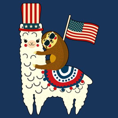 Patriot Sloth Llama T-Shirt