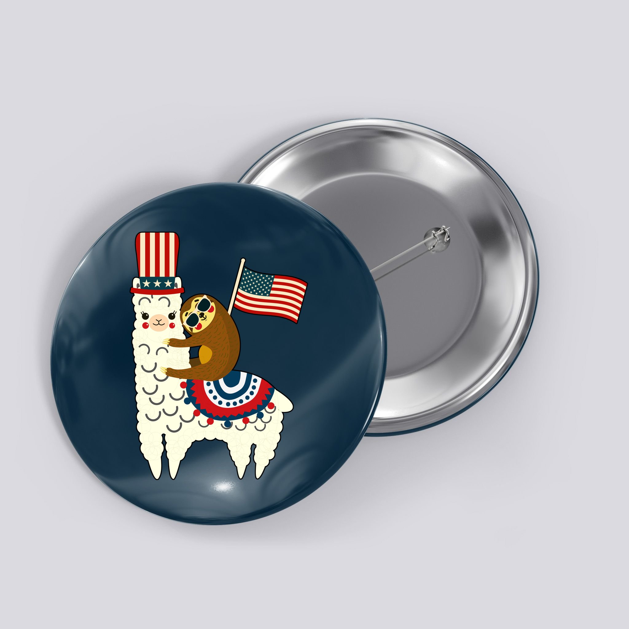 Patriot Sloth Llama Button