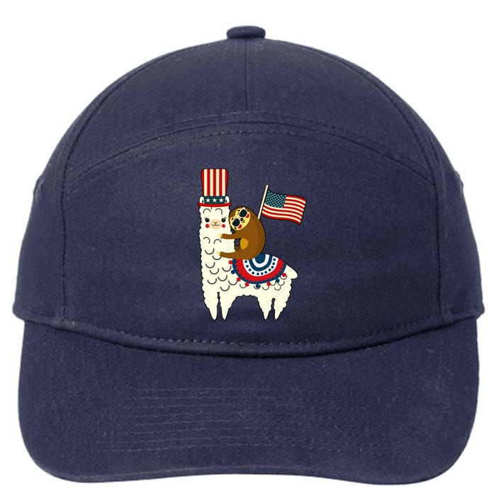 Patriot Sloth Llama 7-Panel Snapback Hat