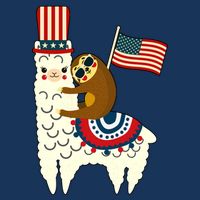 Patriot Sloth Llama 7-Panel Snapback Hat