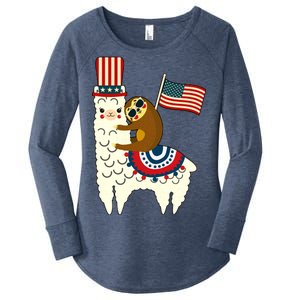 Patriot Sloth Llama Women's Perfect Tri Tunic Long Sleeve Shirt