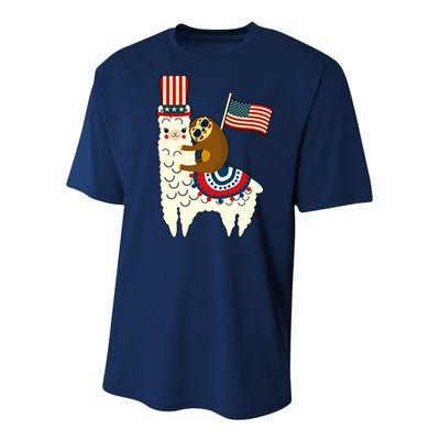 Patriot Sloth Llama Youth Performance Sprint T-Shirt